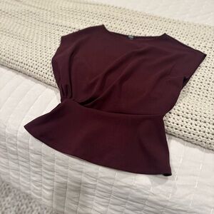 Express Winter Wine Peplum Top